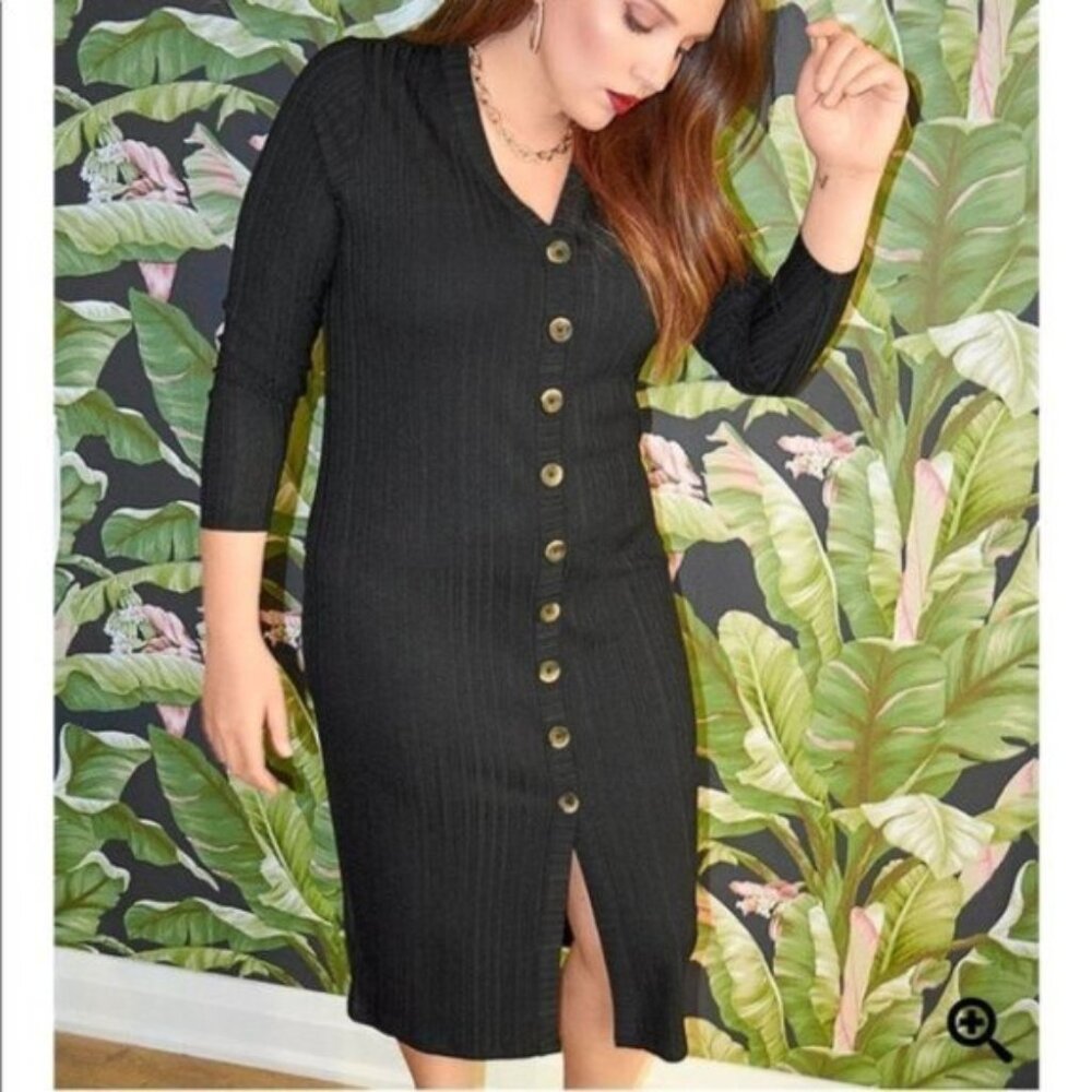 Love & Legend Women Button-Front Bodycon Midi Dress Plus Size X